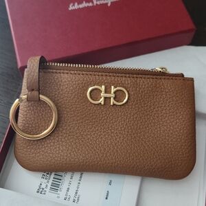 Salvatore Ferragamo Brown Leather Key Pouch